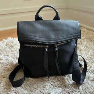 Black Leather and nylon Botkier New York mini backpack.